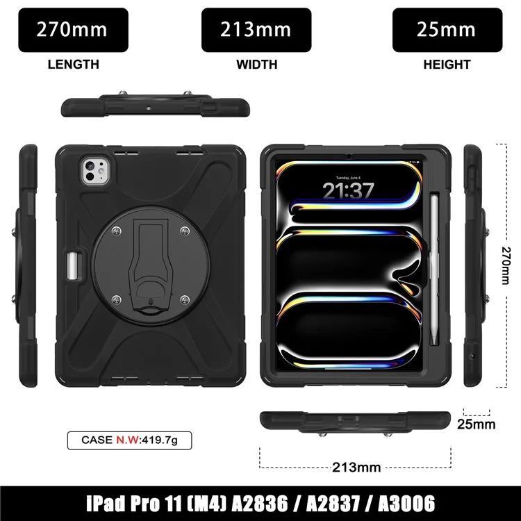 Per Apple Ipad Pro 11 (2024) Case Kickstand Pc+cover Tablet in Silicone