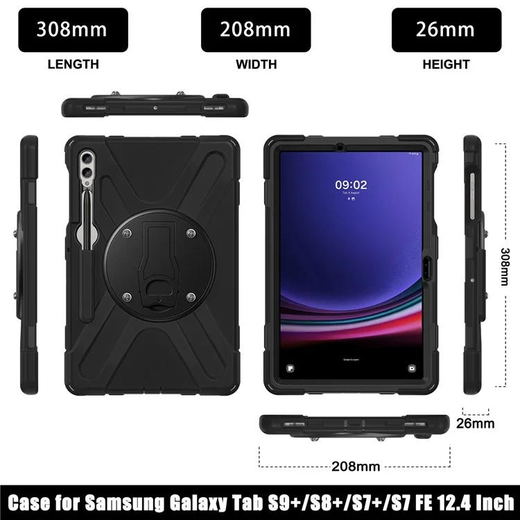 Для Samsung Galaxy Tab S9 Fe+ X610 / S9+ X810 / S8+ X800 / S7 fe T730 / S7+ T970 Case Kickstand Pc+ Silicone Tablet Cover