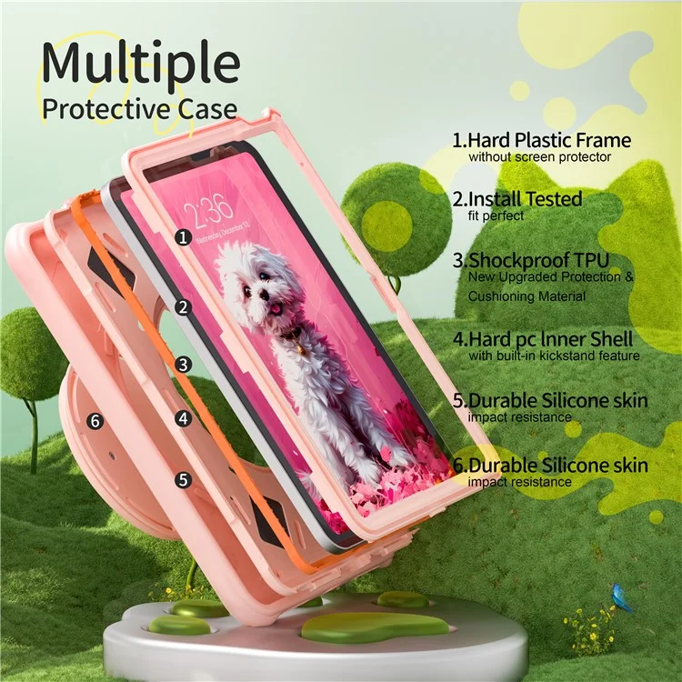 Для Ipad 10.9 (2022) Case Cule Cute Dog Pattern Kickstand Pc+силикон+тпу