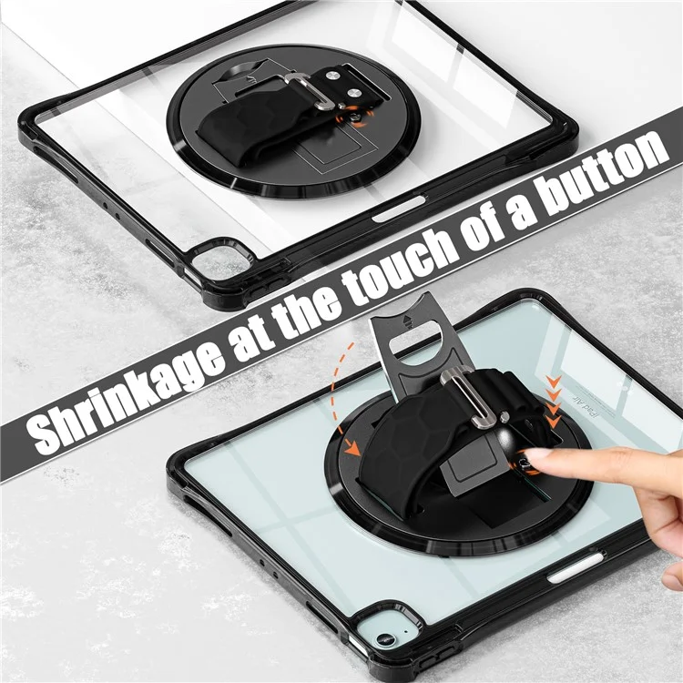 For iPad Air 13 (2025) / (2024) / Pro 12.9 (2022) / (2021) / (2020) / (2018) Case Kickstand PC+TPU+Acrylic Clear Tablet Cover - Black