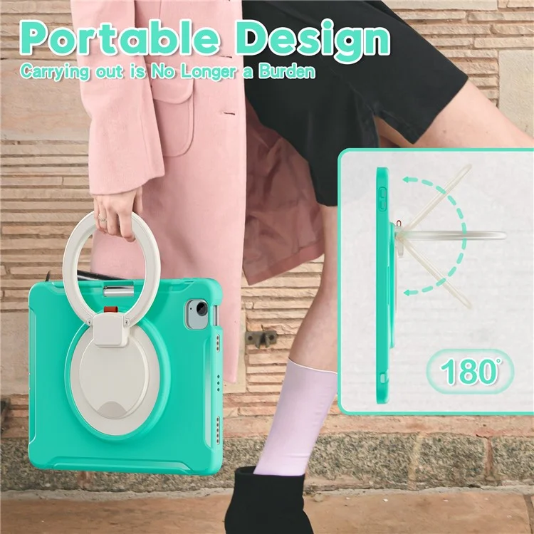 For iPad Air 11 (2025) / (2024) / Air (2022) / (2020) / Pro 11 (2022) / (2021) / (2020) / (2018) Case Kickstand Cover with Pen Slot - Mint Green
