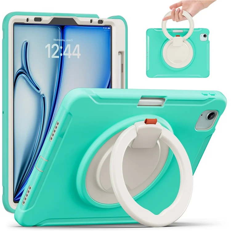 For iPad Air 11 (2025) / (2024) / Air (2022) / (2020) / Pro 11 (2022) / (2021) / (2020) / (2018) Case Kickstand Cover with Pen Slot - Mint Green