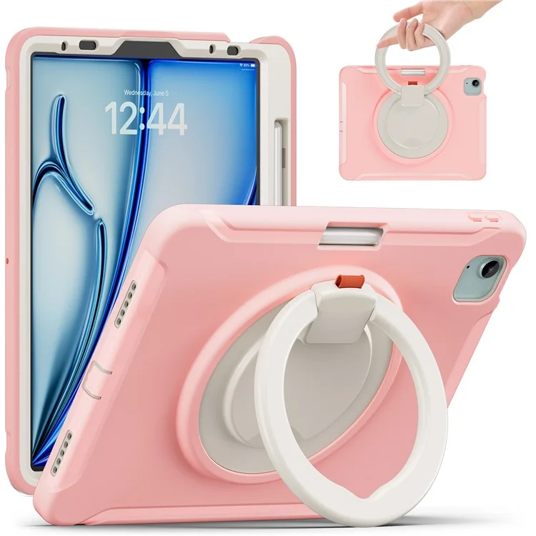 For iPad Air 11 (2025) / (2024) / Air (2022) / (2020) / Pro 11 (2022) / (2021) / (2020) / (2018) Case Kickstand with Pen Slot - Cherry Blossoms Pink