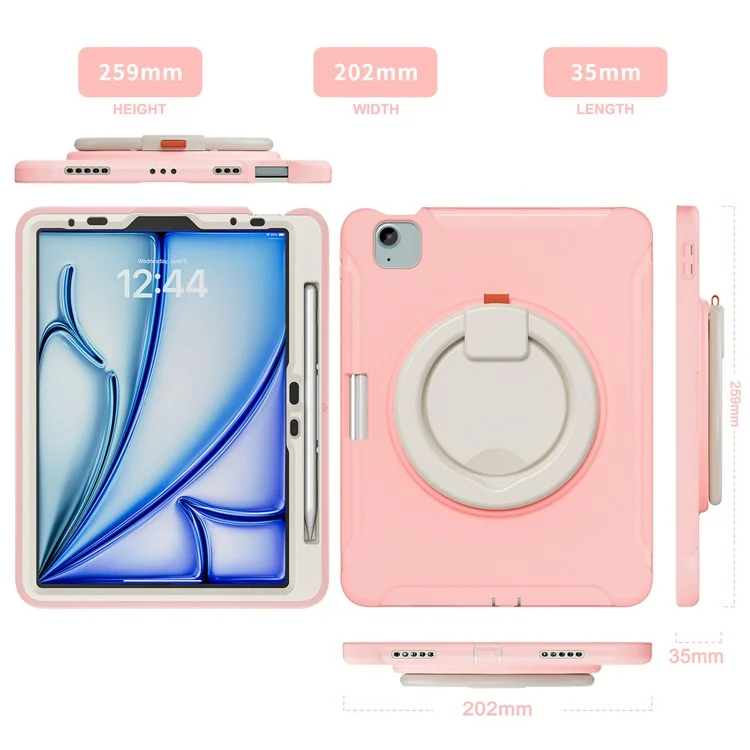 For iPad Air 11 (2025) / (2024) / Air (2022) / (2020) / Pro 11 (2022) / (2021) / (2020) / (2018) Case Kickstand with Pen Slot - Cherry Blossoms Pink