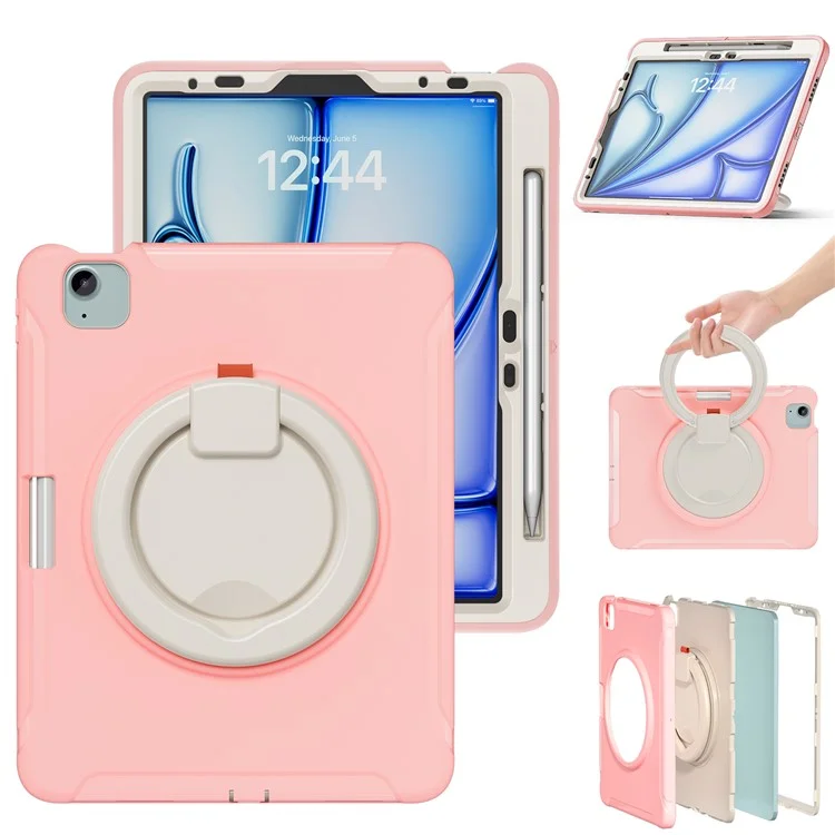 For iPad Air 11 (2025) / (2024) / Air (2022) / (2020) / Pro 11 (2022) / (2021) / (2020) / (2018) Case Kickstand with Pen Slot - Cherry Blossoms Pink