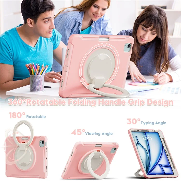 For iPad Air 11 (2025) / (2024) / Air (2022) / (2020) / Pro 11 (2022) / (2021) / (2020) / (2018) Case Kickstand with Pen Slot - Cherry Blossoms Pink