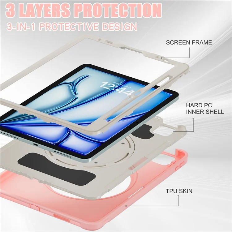 For iPad Air 11 (2025) / (2024) / Air (2022) / (2020) / Pro 11 (2022) / (2021) / (2020) / (2018) Case Kickstand with Pen Slot - Cherry Blossoms Pink