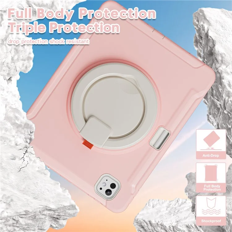 Para Ipad Pro 11 (2024) Case de Empuñadura de Mano PC+TPU Cubierta Con Ranura Para Lápiz - Cherry Blossoms Pink