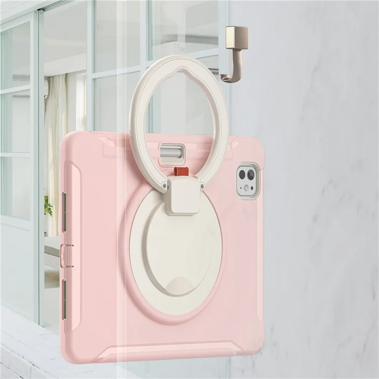Para Ipad Pro 11 (2024) Case de Empuñadura de Mano PC+TPU Cubierta Con Ranura Para Lápiz - Cherry Blossoms Pink