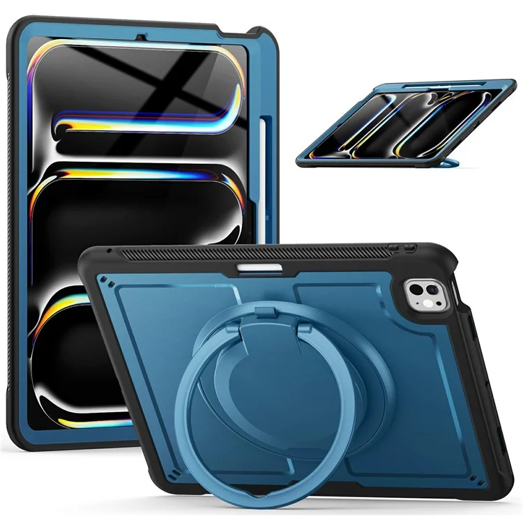 Pour Ipad Pro 13 (2024) Case Rotative Kickstand pc + Couvercle de Tablette Tpu Thochofing - Bleu Marine