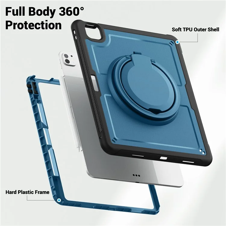 Pour Ipad Pro 13 (2024) Case Rotative Kickstand pc + Couvercle de Tablette Tpu Thochofing - Bleu Marine