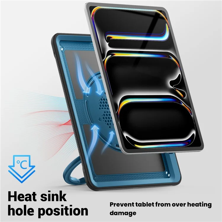 Pour Ipad Pro 13 (2024) Case Rotative Kickstand pc + Couvercle de Tablette Tpu Thochofing - Bleu Marine