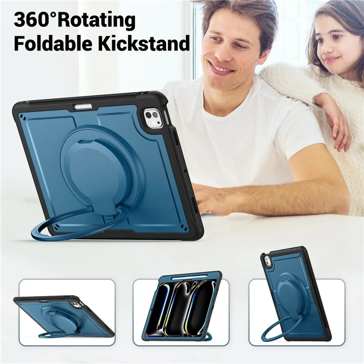 Pour Ipad Pro 13 (2024) Case Rotative Kickstand pc + Couvercle de Tablette Tpu Thochofing - Bleu Marine