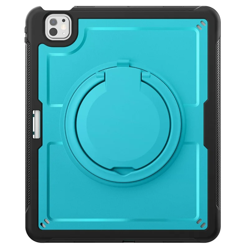 For iPad Pro 13 (2025) / 13 (2024) Case with Pencil Slot Rotating Kickstand PC+TPU Shockproof Tablet Cover - Baby Blue