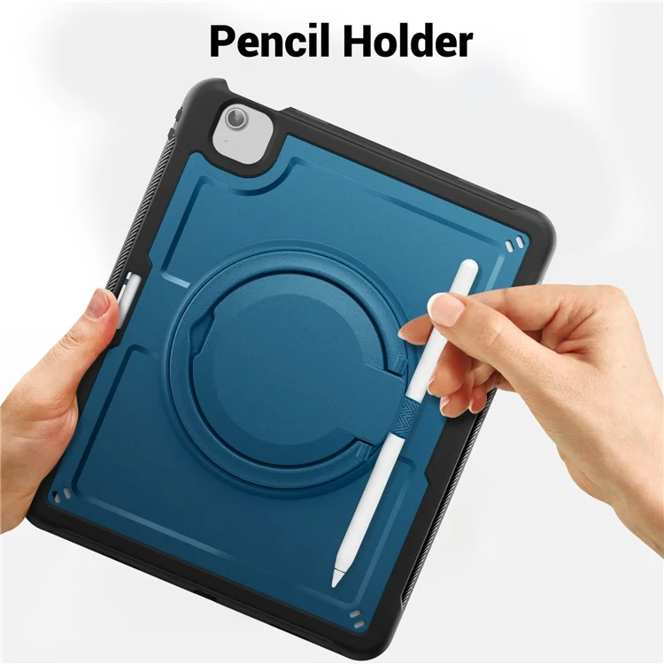 Pour Ipad Air 13 (2024) Case Rotating Kickstand pc + Tpu Tapofroping Tablet Cover - Bleu Marine