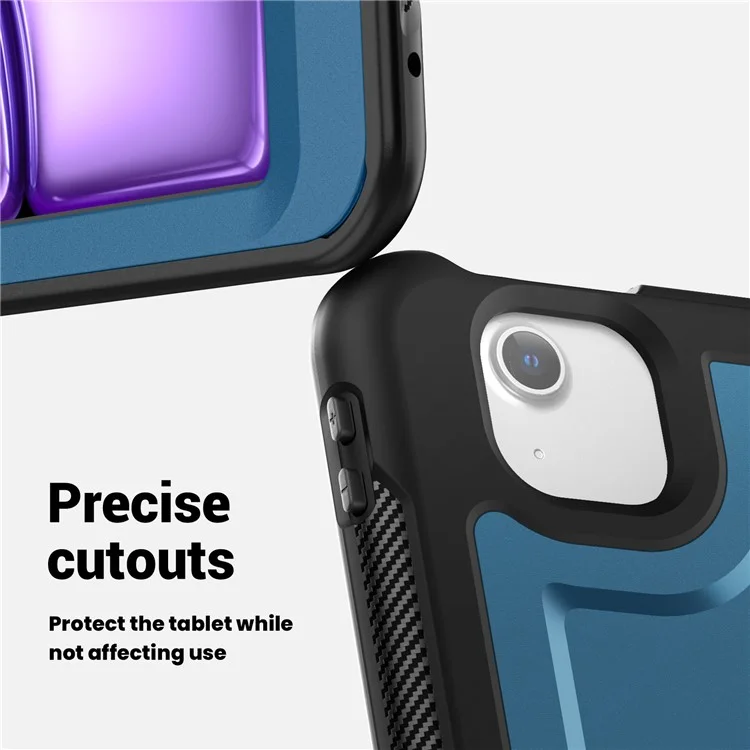 Pour Ipad Air 13 (2024) Case Rotating Kickstand pc + Tpu Tapofroping Tablet Cover - Bleu Marine