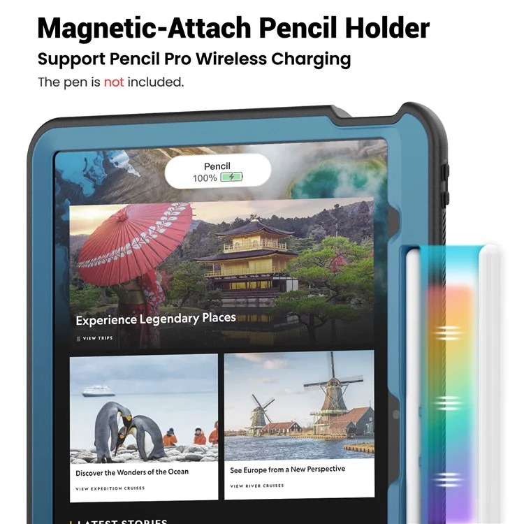 Pour Ipad Air 13 (2024) Case Rotating Kickstand pc + Tpu Tapofroping Tablet Cover - Bleu Marine