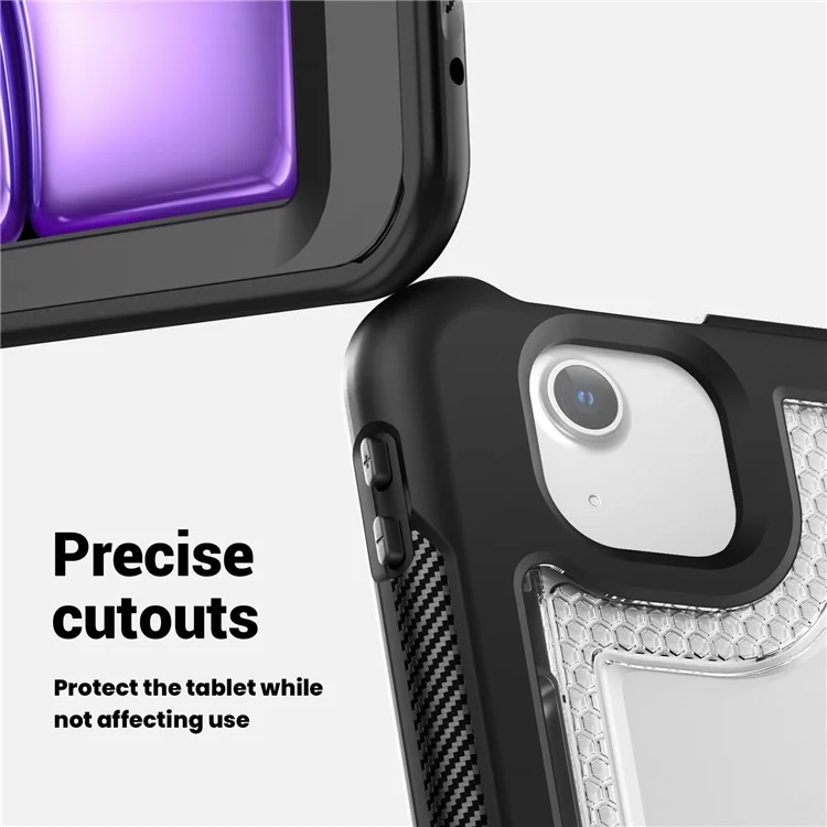 For iPad Air 13 (2025) / (2024) Case with Shoulder Strap / Pencil Slot Kickstand PC+TPU Tablet Cover - Transparent