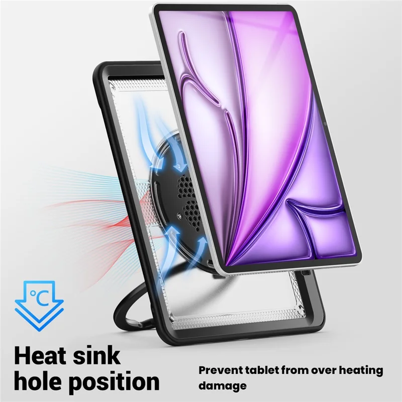 For iPad Air 13 (2025) / (2024) Case with Shoulder Strap / Pencil Slot Kickstand PC+TPU Tablet Cover - Transparent