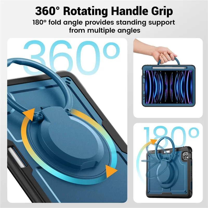 pour ipad pro 11 (2022) / (2021) / (2020) / (2018) / ipad air (2022) / (2020) couverture de tablette pc + tpu du boîtier pc + tpu - bleu marine