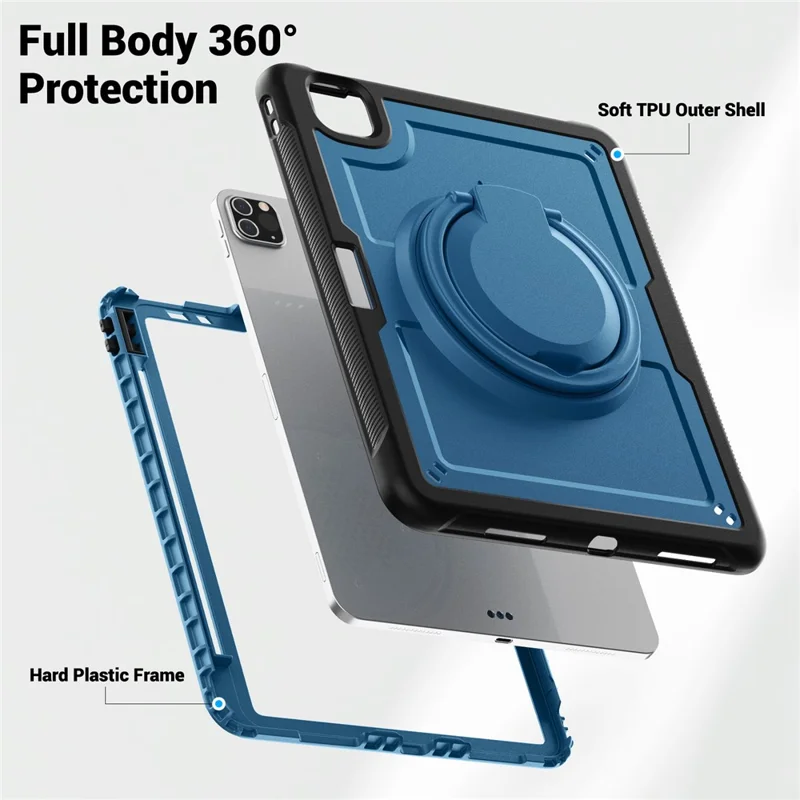 pour ipad pro 11 (2022) / (2021) / (2020) / (2018) / ipad air (2022) / (2020) couverture de tablette pc + tpu du boîtier pc + tpu - bleu marine