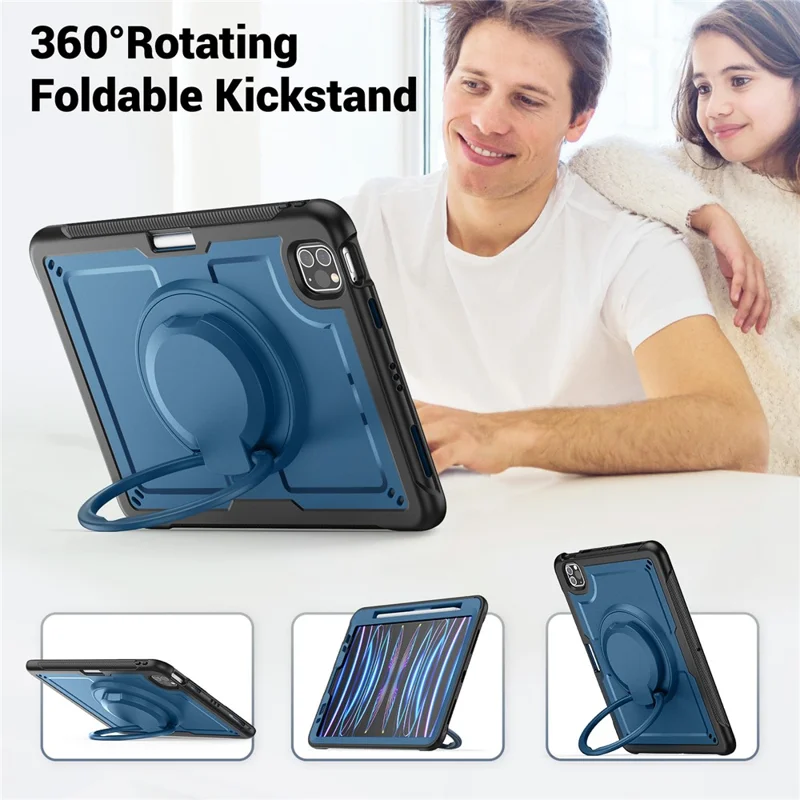 pour ipad pro 11 (2022) / (2021) / (2020) / (2018) / ipad air (2022) / (2020) couverture de tablette pc + tpu du boîtier pc + tpu - bleu marine