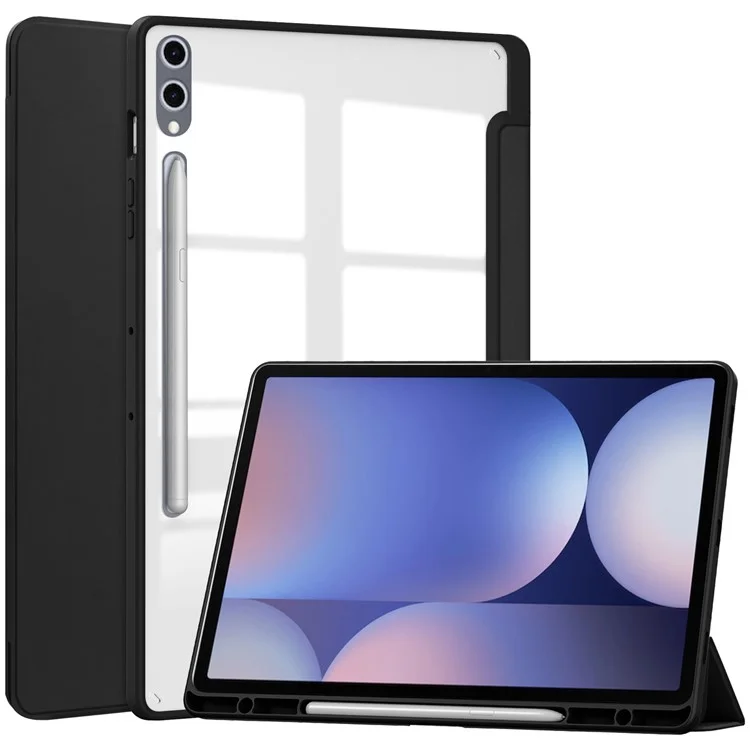 Para Samsung Galaxy Tab S10+ Case Clear Acrylic Leather Tableta Soporte de la Cubierta Auto Sueño / Despertar - Negro