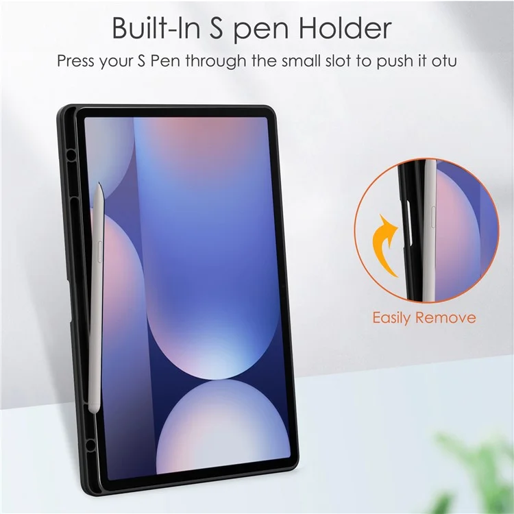 Para Samsung Galaxy Tab S10+ Case Clear Acrylic Leather Tableta Soporte de la Cubierta Auto Sueño / Despertar - Negro