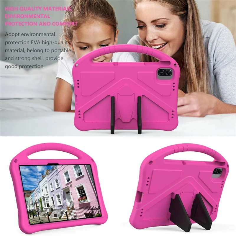 For Honor Pad X8b / Pad X8a / Infinix Xpad Case EVA Tablet Cover with Handle Kickstand Children Friendly - Rose