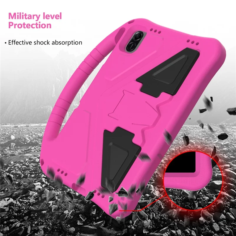 For Honor Pad X8b / Pad X8a / Infinix Xpad Case EVA Tablet Cover with Handle Kickstand Children Friendly - Rose