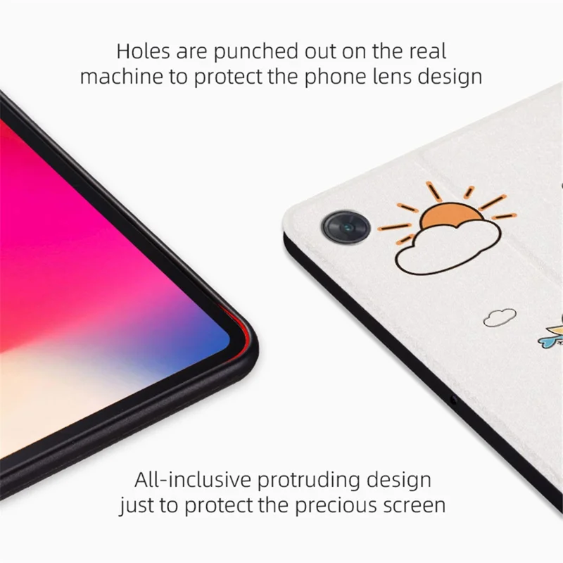 For Oppo Pad Air 10.36 (2022) Scratch-Proof Case with Stand Cartoon Pattern Printed PU Leather Cover Auto Wake/Sleep Tablet Case - Walking Dinosaur