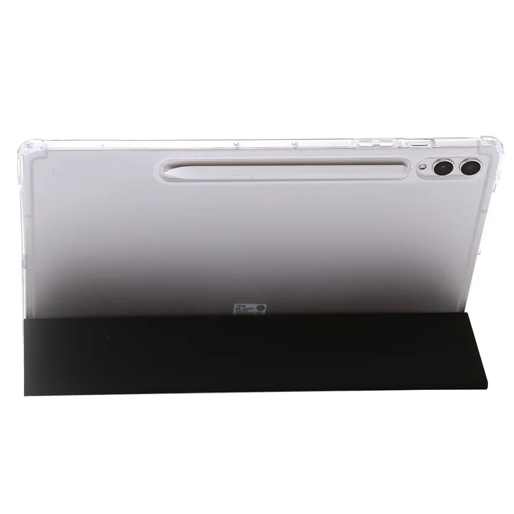 Per Samsung Galaxy Tab S10 Ultra Case Tri-Fold Stand in Pelle+tpu+copertina di Tablet Acrilico Trasparente - Nero