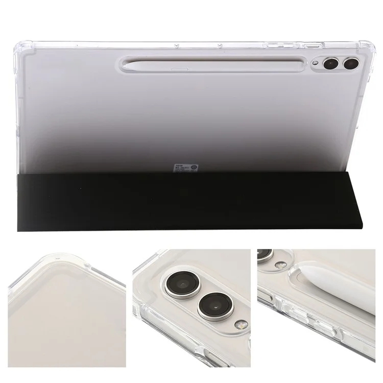 Per Samsung Galaxy Tab S10 Ultra Case Tri-Fold Stand in Pelle+tpu+copertina di Tablet Acrilico Trasparente - Nero