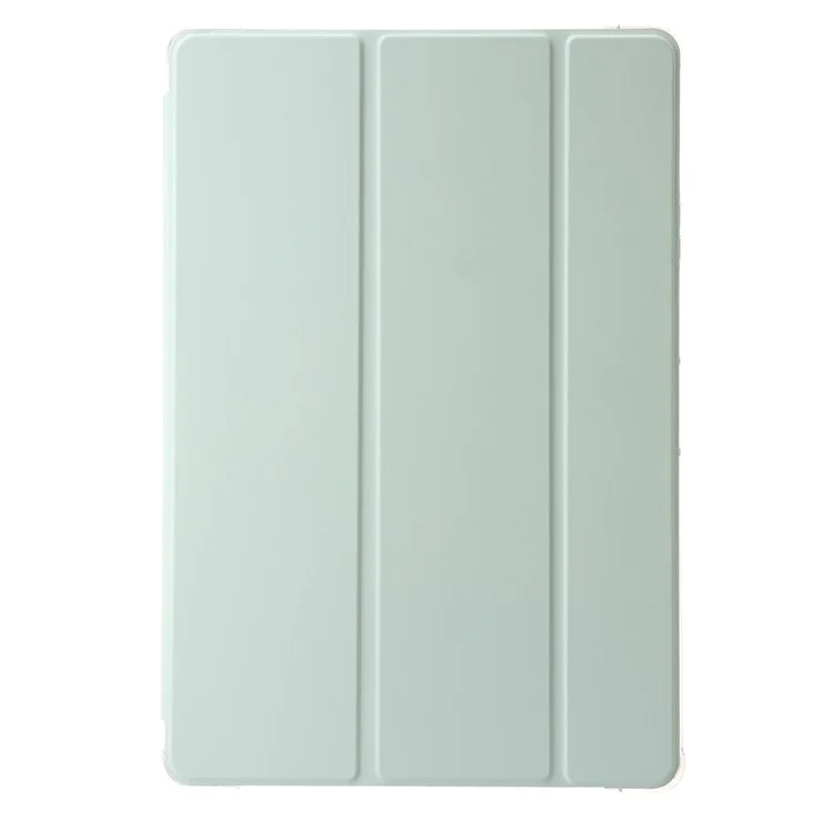 For Samsung Galaxy Tab S10 Ultra Case Tri-Fold Stand Leather+TPU+Acrylic Clear Back Tablet Cover - Light Green