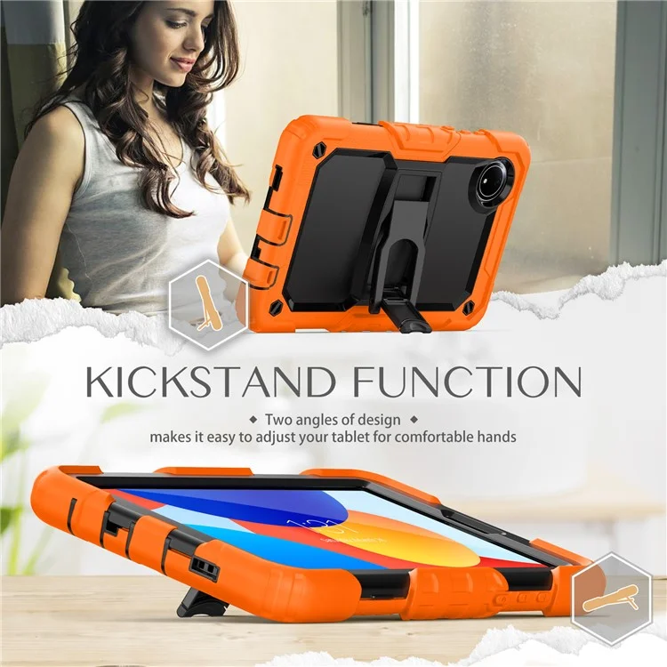 Für Xiaomi Redmi Pad SE 4G 8,7 -zoll -hülle Mit Schultergurt -kickstand -pc+silikon -tablettenabdeckung - Orange