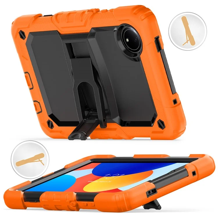Für Xiaomi Redmi Pad SE 4G 8,7 -zoll -hülle Mit Schultergurt -kickstand -pc+silikon -tablettenabdeckung - Orange