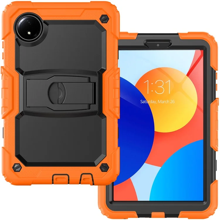 Für Xiaomi Redmi Pad SE 4G 8,7 -zoll -hülle Mit Schultergurt -kickstand -pc+silikon -tablettenabdeckung - Orange