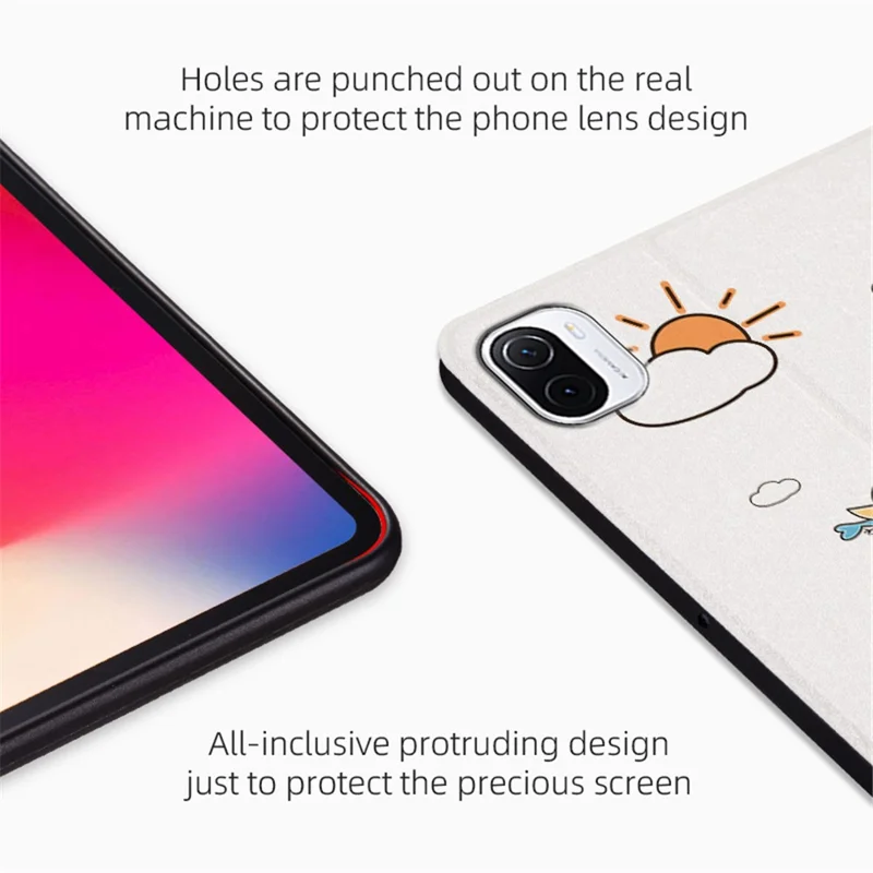 Защитный чехол для Xiaomi Pad 5/Pad 5 Pro с устойчивым к царапинам покрытием, с подставкой и мультяшным рисунком, PU-кожаный чехол с автоматическим включением/выключением - Космический кролик