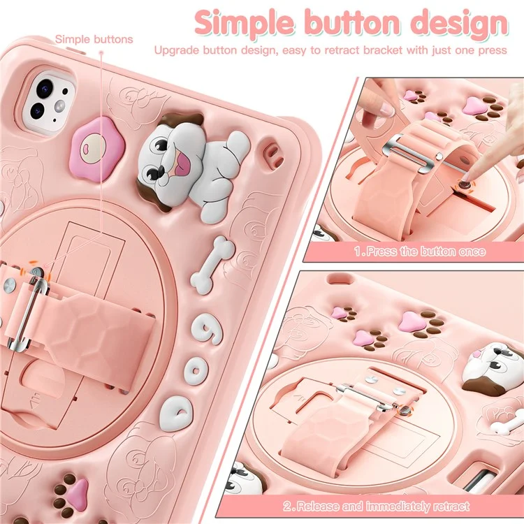 Für Ipad Pro 11 (2024) Case Kickstand Niedliche Hunde Pc+silicon+tpu -tablet -abdeckung