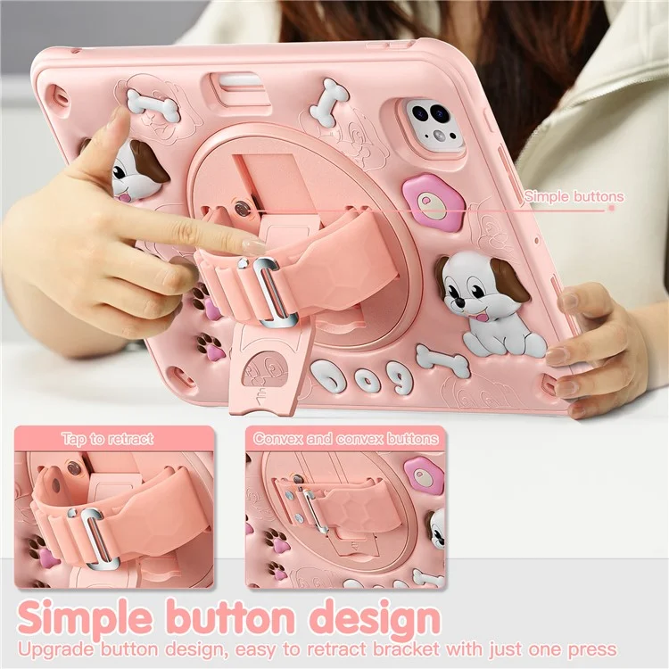 Für Ipad Pro 11 (2024) Case Kickstand Niedliche Hunde Pc+silicon+tpu -tablet -abdeckung