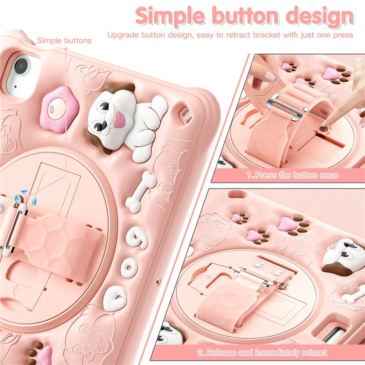 pour ipad air 11 (2024) / air (2022) / (2020) / ipad pro 11 (2022) / (2021) / (2020) / (2018) case kickstand mignon chien pc + silicone + couverture de tablette tpu