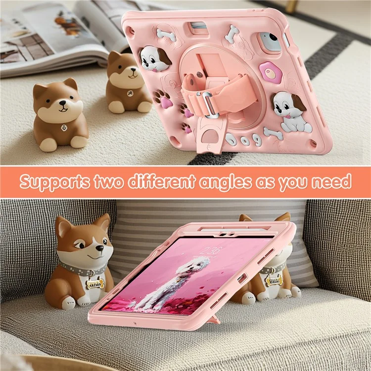 pour ipad air 11 (2024) / air (2022) / (2020) / ipad pro 11 (2022) / (2021) / (2020) / (2018) case kickstand mignon chien pc + silicone + couverture de tablette tpu