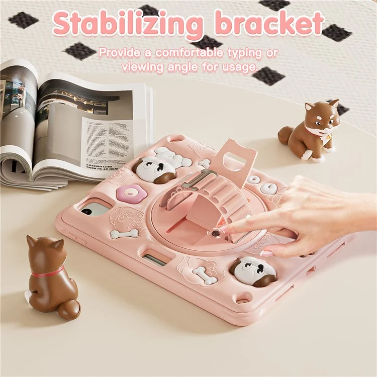 pour ipad air 11 (2024) / air (2022) / (2020) / ipad pro 11 (2022) / (2021) / (2020) / (2018) case kickstand mignon chien pc + silicone + couverture de tablette tpu