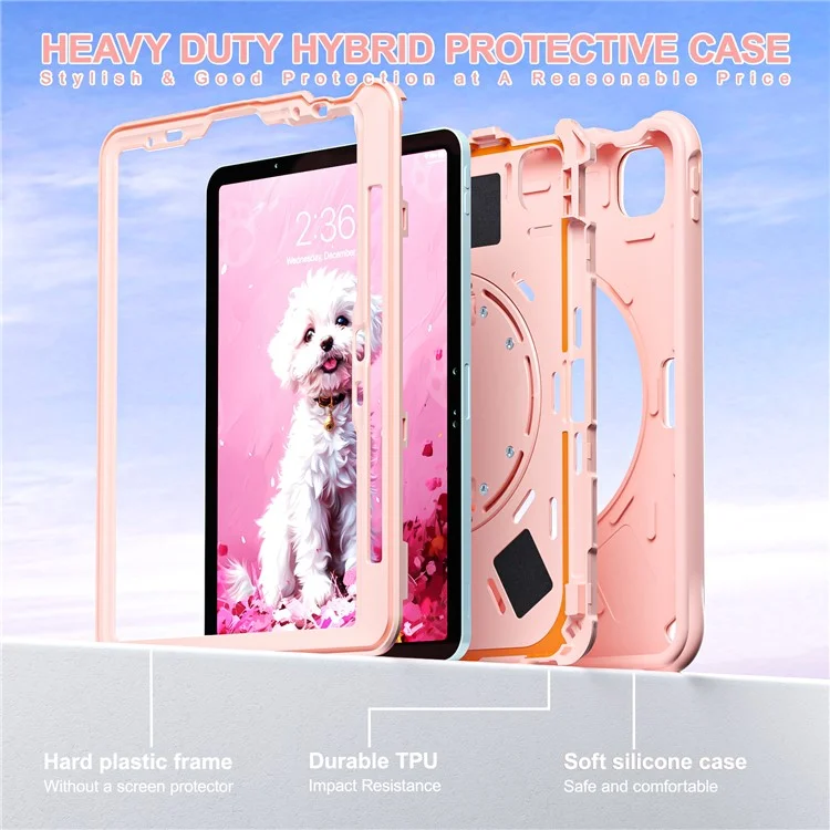 pour ipad air 11 (2024) / air (2022) / (2020) / ipad pro 11 (2022) / (2021) / (2020) / (2018) case kickstand mignon chien pc + silicone + couverture de tablette tpu