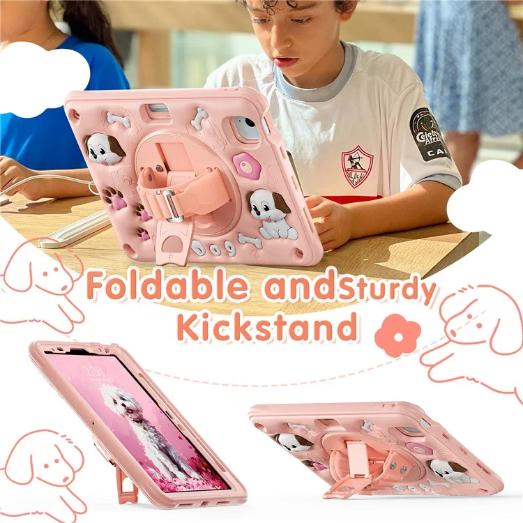 pour ipad air 11 (2024) / air (2022) / (2020) / ipad pro 11 (2022) / (2021) / (2020) / (2018) case kickstand mignon chien pc + silicone + couverture de tablette tpu