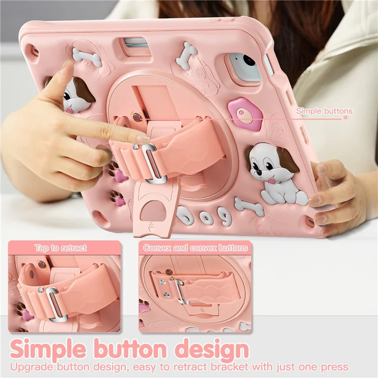 pour ipad air 11 (2024) / air (2022) / (2020) / ipad pro 11 (2022) / (2021) / (2020) / (2018) case kickstand mignon chien pc + silicone + couverture de tablette tpu