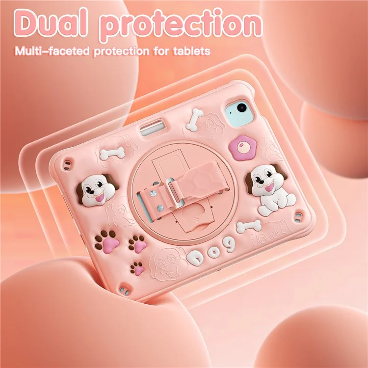 pour ipad air 11 (2024) / air (2022) / (2020) / ipad pro 11 (2022) / (2021) / (2020) / (2018) case kickstand mignon chien pc + silicone + couverture de tablette tpu