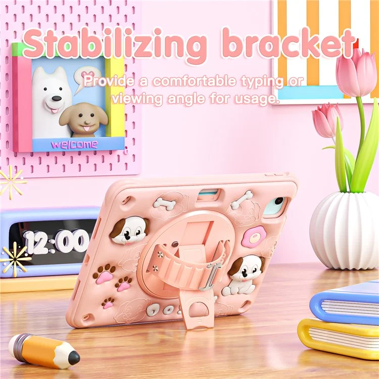 pour ipad air 11 (2024) / air (2022) / (2020) / ipad pro 11 (2022) / (2021) / (2020) / (2018) case kickstand mignon chien pc + silicone + couverture de tablette tpu