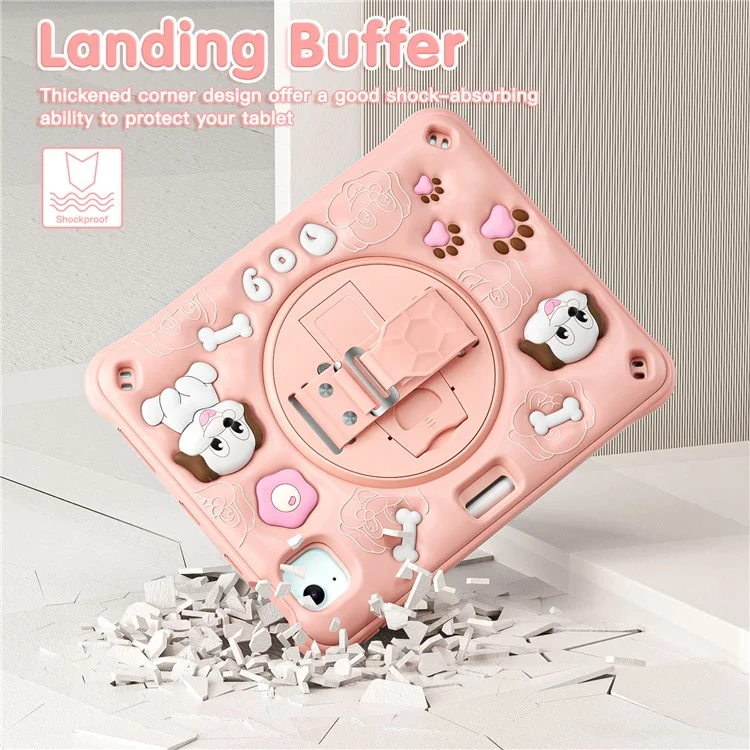 pour ipad air 11 (2024) / air (2022) / (2020) / ipad pro 11 (2022) / (2021) / (2020) / (2018) case kickstand mignon chien pc + silicone + couverture de tablette tpu