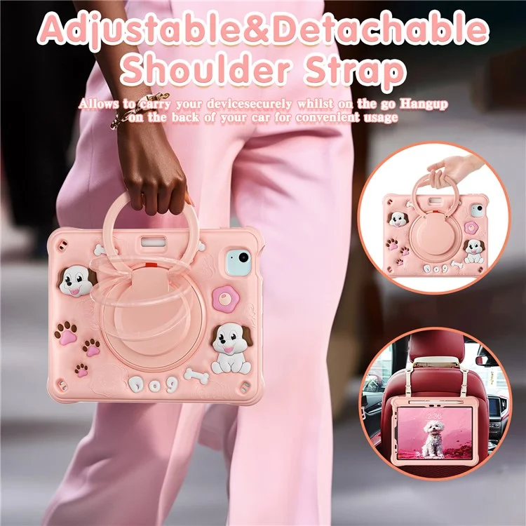 pour ipad air 11 (2024) / air (2022) / (2020) / ipad pro 11 (2022) / (2021) / (2020) / (2018) case mignon motif de chien kickstand pc + silicone + couverture de tablette tpu